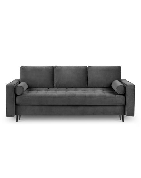 Canapé Convertible avec Coffre de rangement Santo 3 Places en Velours gris foncé - 225x100x96 cm