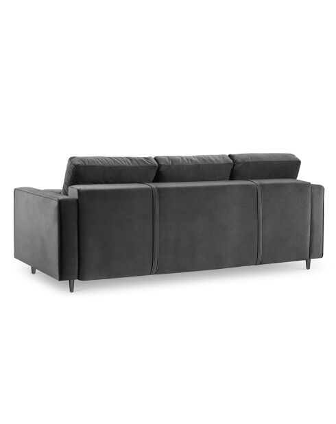 Canapé Convertible avec Coffre de rangement Santo 3 Places en Velours gris foncé - 225x100x96 cm