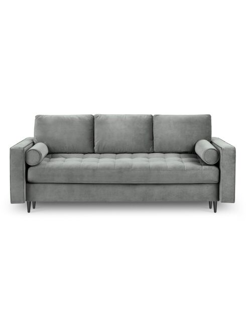 Santo 3-Sitzer-Sofa mit Stauraum, aus grauem Samt, 225 x 100 x 96 cm