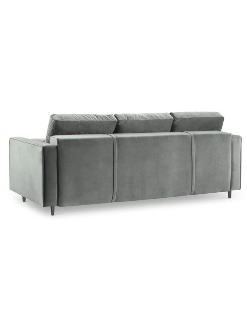 Santo 3-Sitzer-Sofa mit Stauraum, aus grauem Samt, 225 x 100 x 96 cm