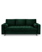 Canapé Convertible avec Coffre de rangement Santo 3 Places en Velours vert bouteille - 225x100x96 cm
