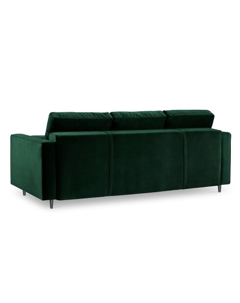 Canapé Convertible avec Coffre de rangement Santo 3 Places en Velours vert bouteille - 225x100x96 cm
