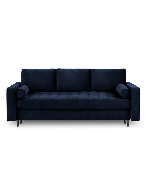 Canapé Convertible avec Coffre de rangement Santo 3 Places en Velours bleu roi - 225x100x96 cm
