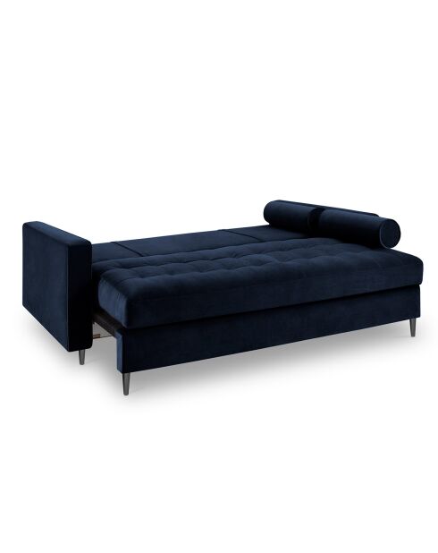 Canapé Convertible avec Coffre de rangement Santo 3 Places en Velours bleu roi - 225x100x96 cm