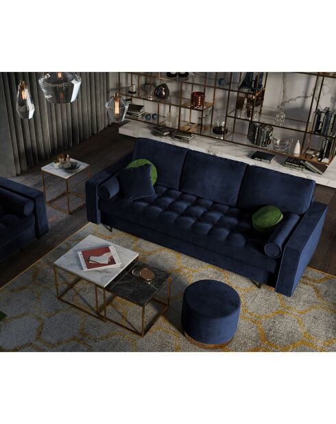 Canapé Convertible avec Coffre de rangement Santo 3 Places en Velours bleu roi - 225x100x96 cm