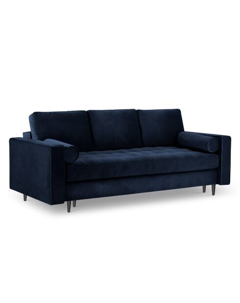 Canapé Convertible avec Coffre de rangement Santo 3 Places en Velours bleu roi - 225x100x96 cm
