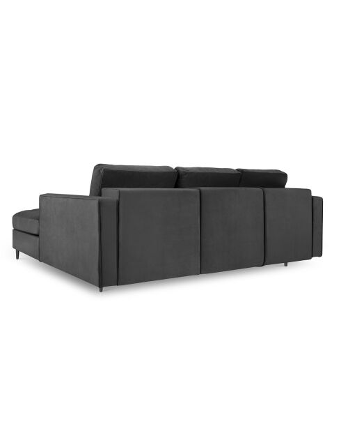 Canapé d'Angle Droit Convertible avec Coffre de Rangement Santo 5 Places en Velours gris foncé - 240x175x96 cm