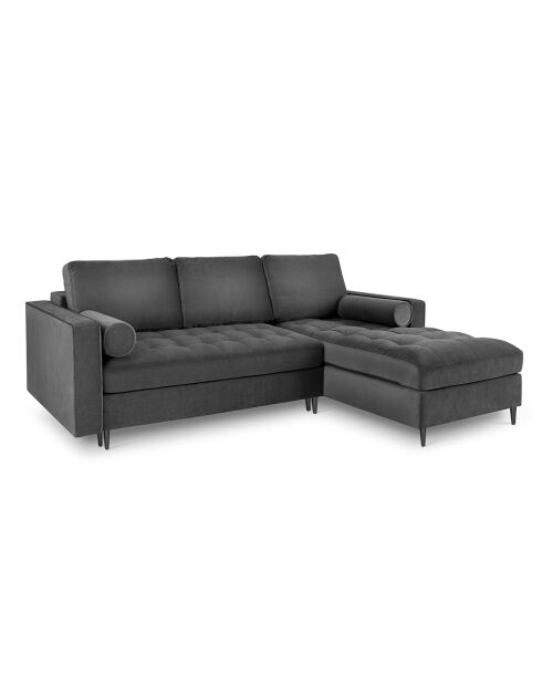 Canapé d'Angle Droit Convertible avec Coffre de Rangement Santo 5 Places en Velours gris foncé - 240x175x96 cm