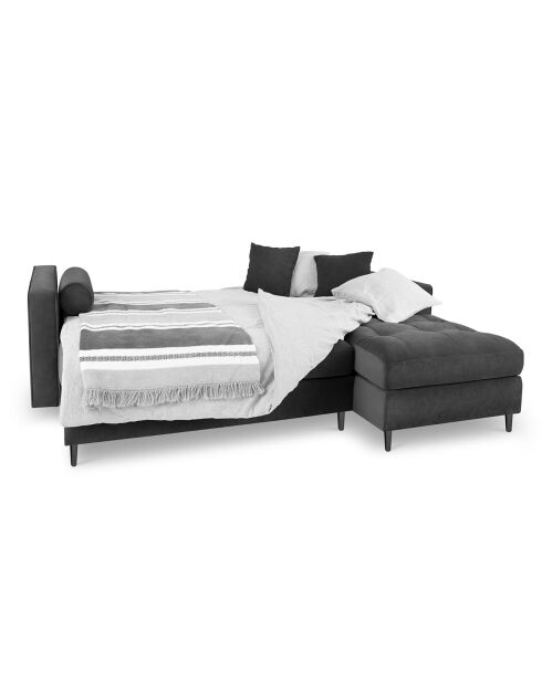 Canapé d'Angle Droit Convertible avec Coffre de Rangement Santo 5 Places en Velours gris foncé - 240x175x96 cm