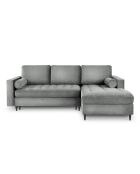 Canapé d'Angle Droit Convertible avec Coffre de Rangement Santo 5 Places en Velours gris - 240x175x96 cm