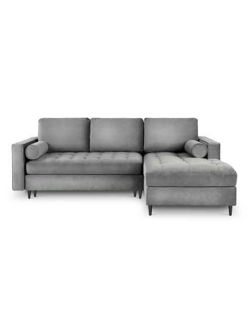 Canapé d'Angle Droit Convertible avec Coffre de Rangement Santo 5 Places en Velours gris - 240x175x96 cm