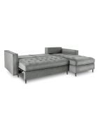 Canapé d'Angle Droit Convertible avec Coffre de Rangement Santo 5 Places en Velours gris - 240x175x96 cm