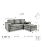 Canapé d'Angle Droit Convertible avec Coffre de Rangement Santo 5 Places en Velours gris - 240x175x96 cm