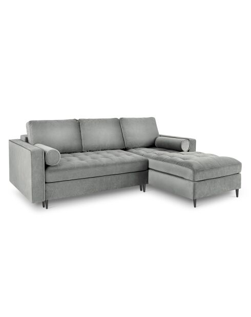 Canapé d'Angle Droit Convertible avec Coffre de Rangement Santo 5 Places en Velours gris - 240x175x96 cm