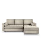 Canapé d'Angle Droit Convertible avec Coffre de Rangement Santo 5 Places en Velours beige - 240x175x96 cm