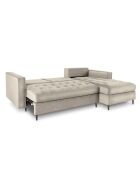 Canapé d'Angle Droit Convertible avec Coffre de Rangement Santo 5 Places en Velours beige - 240x175x96 cm