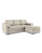 Canapé d'Angle Droit Convertible avec Coffre de Rangement Santo 5 Places en Velours beige - 240x175x96 cm