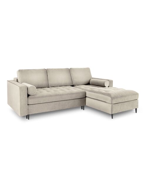 Canapé d'Angle Droit Convertible avec Coffre de Rangement Santo 5 Places en Velours beige - 240x175x96 cm