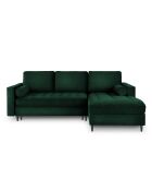 Canapé d'Angle Droit Convertible avec Coffre de Rangement Santo 5 Places en Velours vert bouteille - 240x175x96 cm