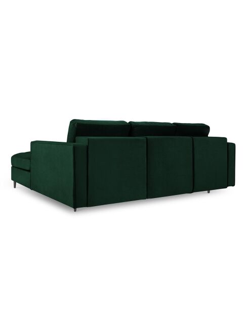 Canapé d'Angle Droit Convertible avec Coffre de Rangement Santo 5 Places en Velours vert bouteille - 240x175x96 cm