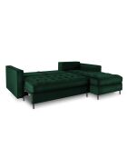 Canapé d'Angle Droit Convertible avec Coffre de Rangement Santo 5 Places en Velours vert bouteille - 240x175x96 cm