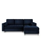 Canapé d'Angle Droit Convertible avec Coffre de Rangement Santo 5 Places en Velours bleu roi - 240x175x96 cm