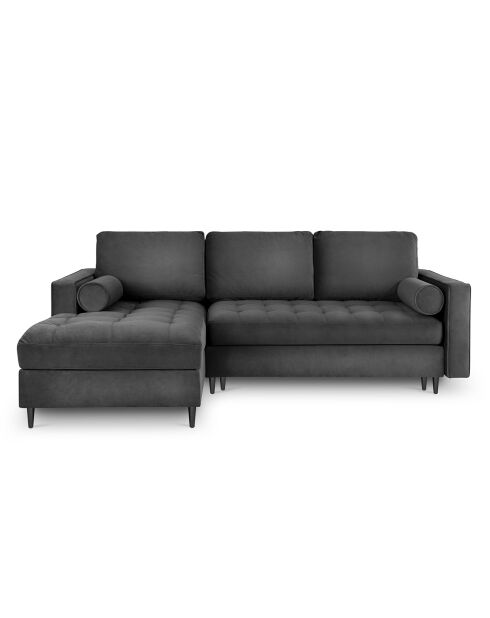 Canapé d'Angle Gauche Convertible avec Coffre de Rangement Santo 5 Places en Velours gris foncé - 240x175x96 cm