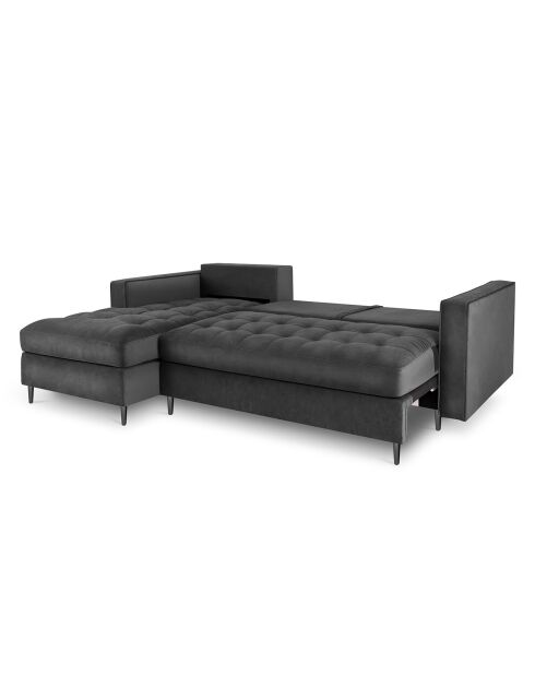 Canapé d'Angle Gauche Convertible avec Coffre de Rangement Santo 5 Places en Velours gris foncé - 240x175x96 cm
