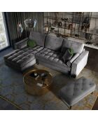 Canapé d'Angle Gauche Convertible avec Coffre de Rangement Santo 5 Places en Velours gris foncé - 240x175x96 cm