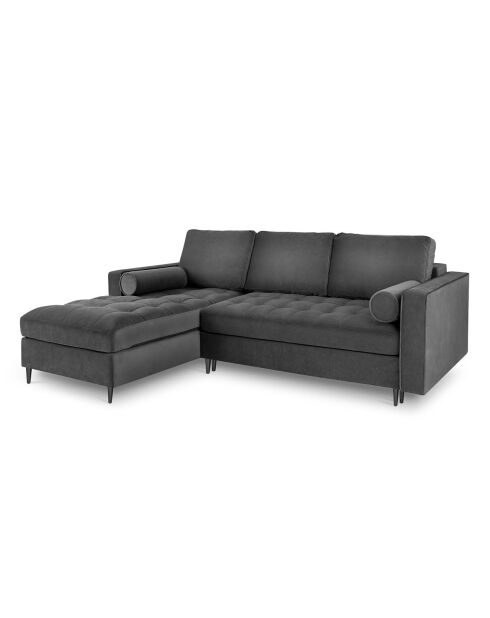 Canapé d'Angle Gauche Convertible avec Coffre de Rangement Santo 5 Places en Velours gris foncé - 240x175x96 cm