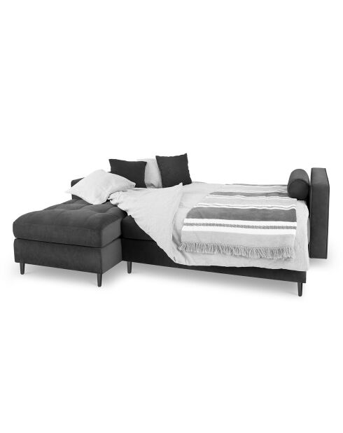 Canapé d'Angle Gauche Convertible avec Coffre de Rangement Santo 5 Places en Velours gris foncé - 240x175x96 cm