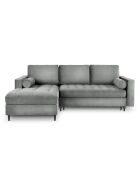 Canapé d'Angle Gauche Convertible avec Coffre de Rangement Romeo 5 Places en Velours gris - 240x175x96 cm
