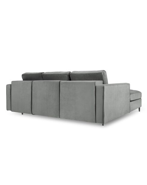 Romeo Ecksofa für 5 Personen, umwandelbar, links, mit Stauraum, aus grauem Samt, 240 x 175 x 96 cm