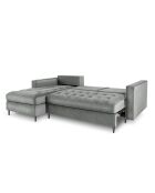 Canapé d'Angle Gauche Convertible avec Coffre de Rangement Romeo 5 Places en Velours gris - 240x175x96 cm