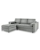 Canapé d'Angle Gauche Convertible avec Coffre de Rangement Romeo 5 Places en Velours gris - 240x175x96 cm
