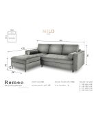 Canapé d'Angle Gauche Convertible avec Coffre de Rangement Romeo 5 Places en Velours gris - 240x175x96 cm