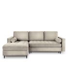 Canapé d'Angle Gauche Convertible avec Coffre de Rangement Santo 5 Places en Velours beige - 240x175x96 cm