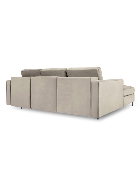 Santo 5-zits converteerbare linkerhoekbank met opbergdoos in beige fluweel - 240x175x96 cm