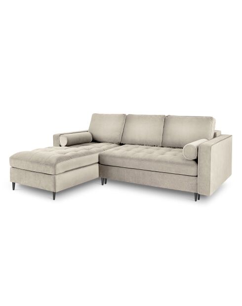 Canapé d'Angle Gauche Convertible avec Coffre de Rangement Santo 5 Places en Velours beige - 240x175x96 cm