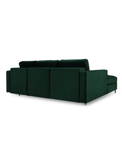 Canapé d'Angle Gauche Convertible avec Coffre de Rangement Santo 5 Places en Velours vert bouteille - 240x175x96 cm