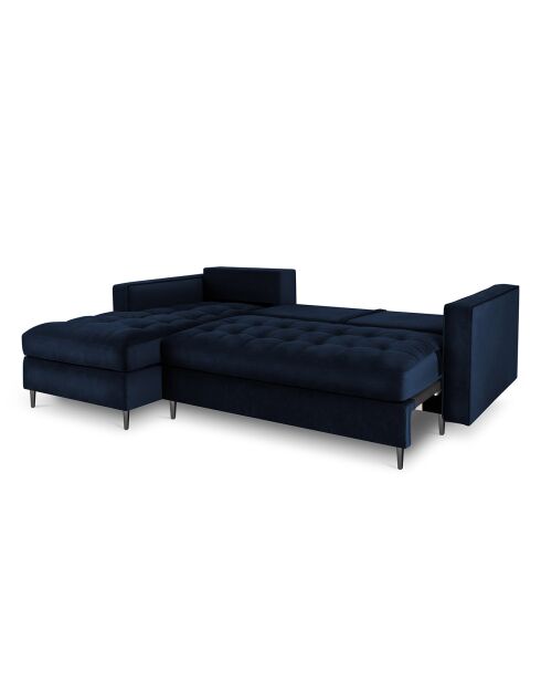 Canapé d'Angle Gauche Convertible avec Coffre de Rangement Santo 5 Places en Velours bleu roi - 240x175x96 cm