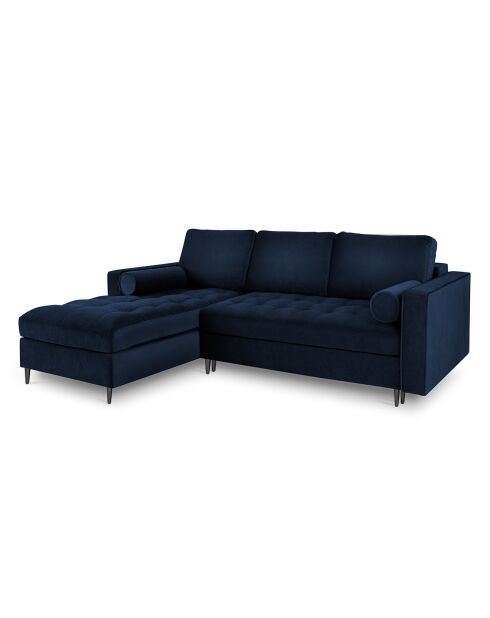 Canapé d'Angle Gauche Convertible avec Coffre de Rangement Santo 5 Places en Velours bleu roi - 240x175x96 cm