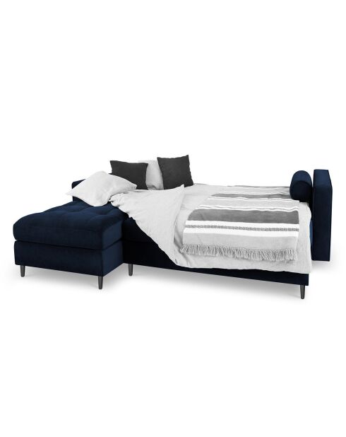 Canapé d'Angle Gauche Convertible avec Coffre de Rangement Santo 5 Places en Velours bleu roi - 240x175x96 cm