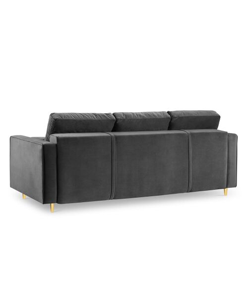 Canapé Convertible avec Coffre de rangement Santo 3 Places en Velours gris foncé - 225x100x96 cm