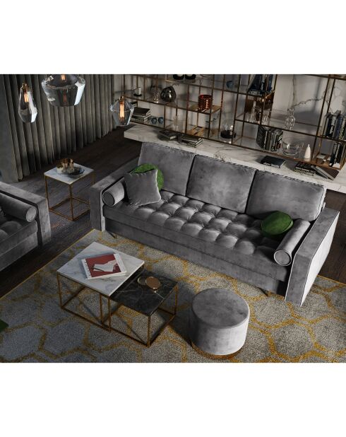 Canapé Convertible avec Coffre de rangement Santo 3 Places en Velours gris foncé - 225x100x96 cm