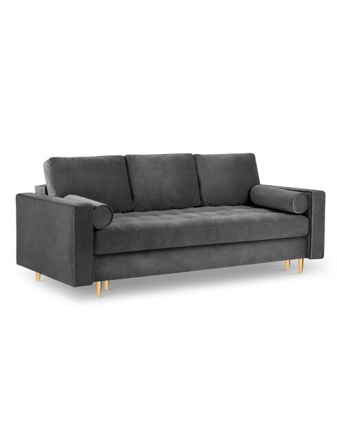 Canapé Convertible avec Coffre de rangement Santo 3 Places en Velours gris foncé - 225x100x96 cm