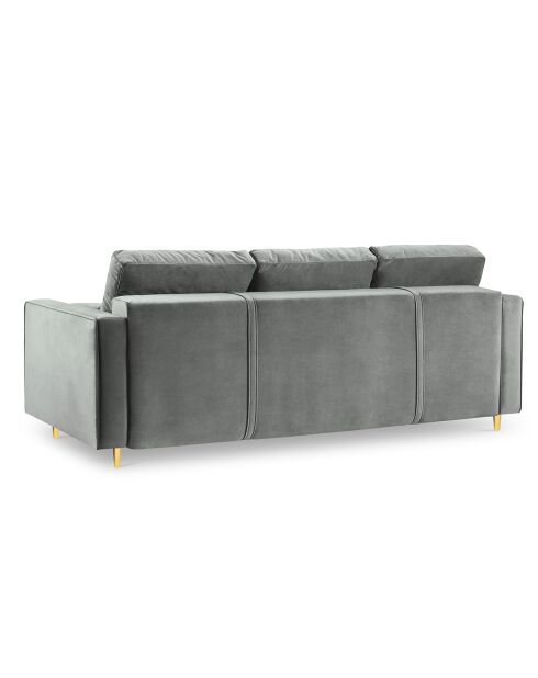 Santo 3-Sitzer-Sofa mit Stauraum, aus grauem Samt, 225 x 100 x 96 cm
