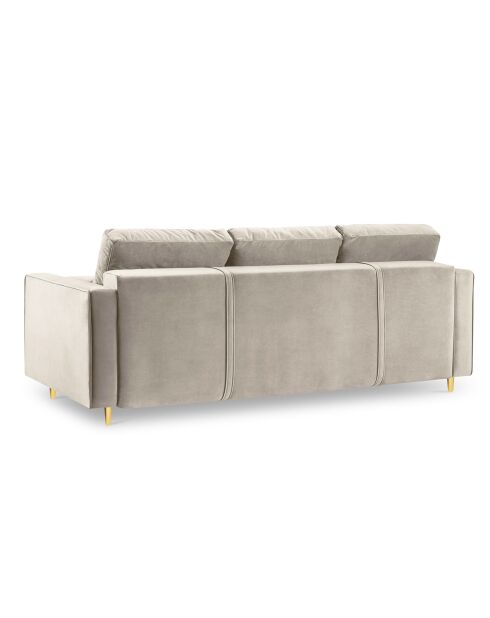 Canapé Convertible avec Coffre de rangement Santo 3 Places en Velours beige - 225x100x96 cm