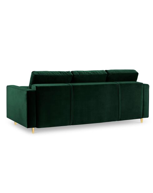 Canapé Convertible avec Coffre de rangement Santo 3 Places en Velours vert bouteille - 225x100x96 cm