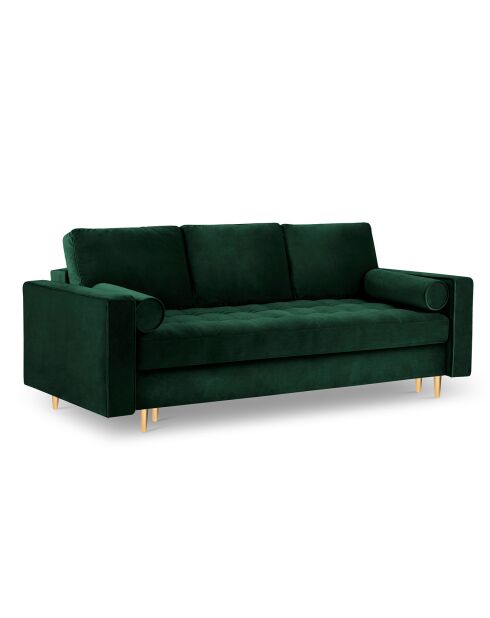 Canapé Convertible avec Coffre de rangement Santo 3 Places en Velours vert bouteille - 225x100x96 cm